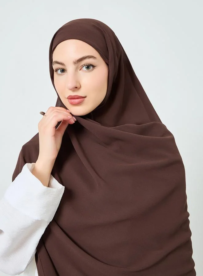 Amirah Brown Hijab with Attached Knit Cap